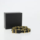CHANEL Belt Leather 25.6""-27.6"" Gold Tone Black CC Auth bs11333-9
