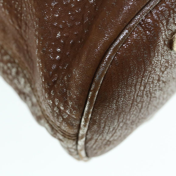 BVLGARI Hand Bag Leather Brown Auth bs11381