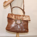 BVLGARI Hand Bag Leather Brown Auth bs11381-27