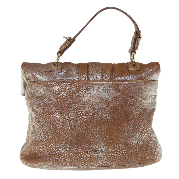 BVLGARI Hand Bag Leather Brown Auth bs11381