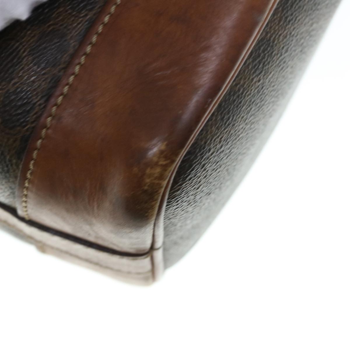 CELINE Macadam Canvas Shoulder Bag PVC Leather Brown Auth bs11386