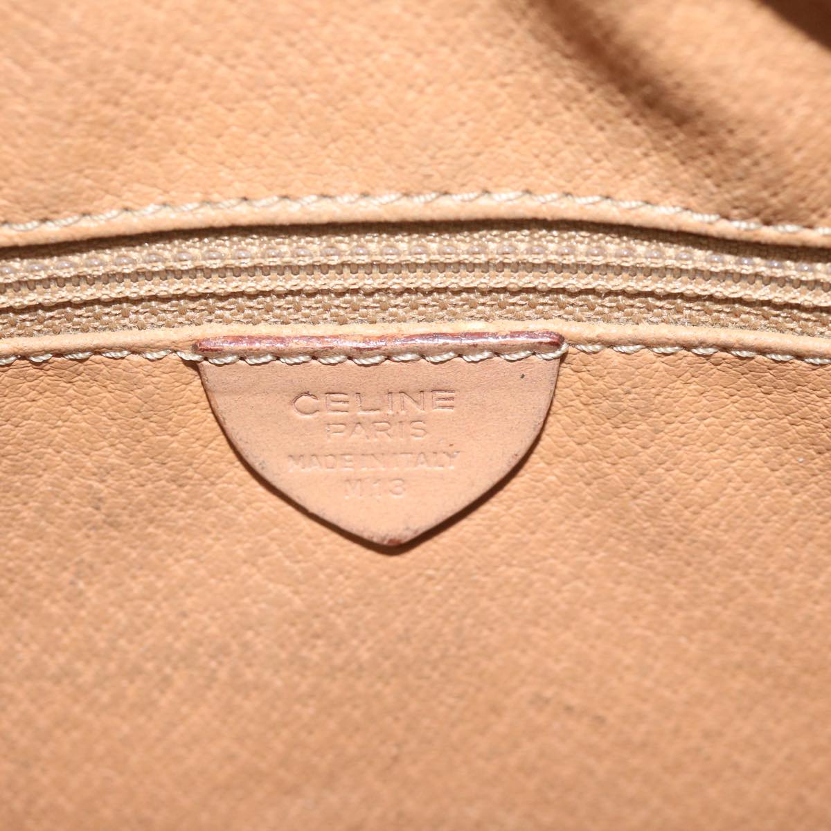 CELINE Macadam Canvas Shoulder Bag PVC Leather Brown Auth bs11391