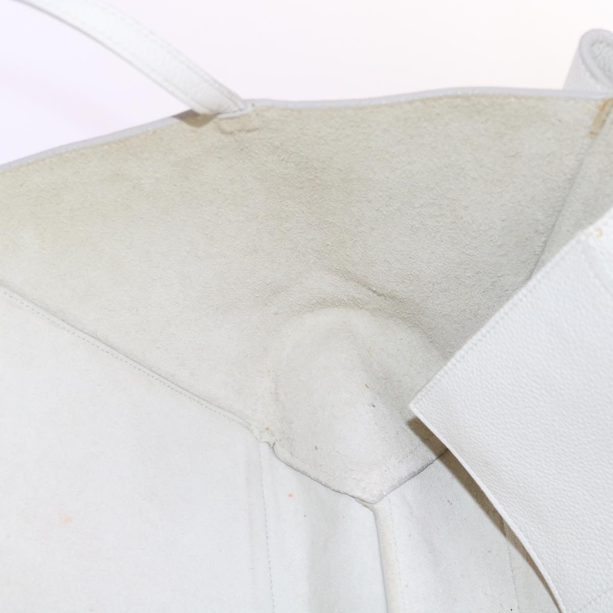 CELINE Shoulder Bag Leather White Auth bs11408