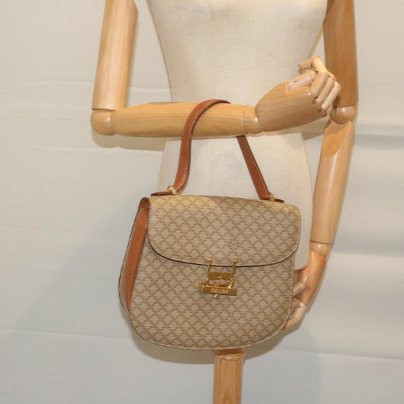 CELINE Macadam Canvas Hand Bag Beige Auth bs11411