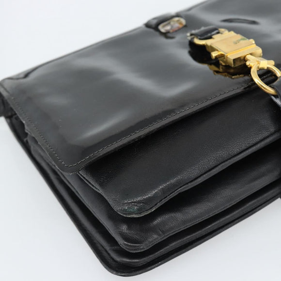 CELINE Shoulder Bag Patent leather Black Auth bs11429