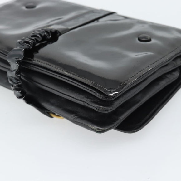 CELINE Shoulder Bag Patent leather Black Auth bs11429