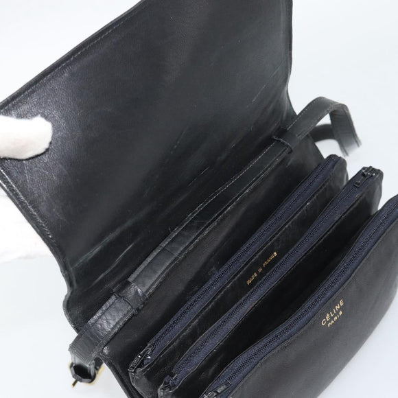 CELINE Shoulder Bag Patent leather Black Auth bs11429