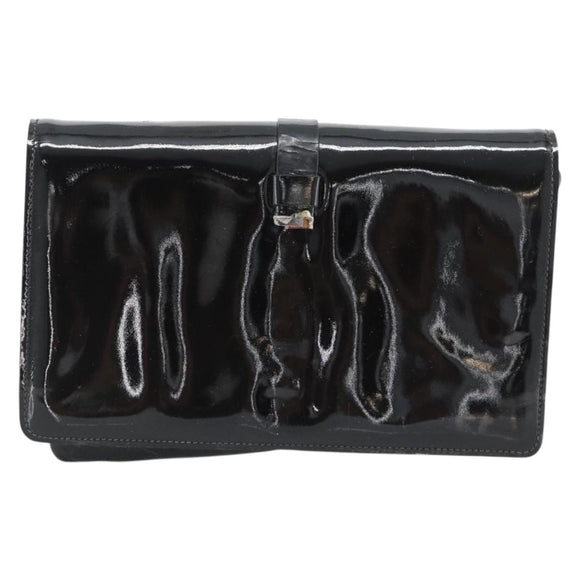 CELINE Shoulder Bag Patent leather Black Auth bs11429
