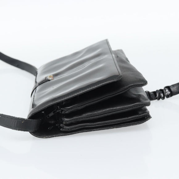 CELINE Shoulder Bag Patent leather Black Auth bs11429