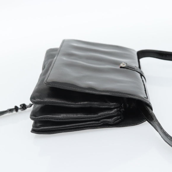 CELINE Shoulder Bag Patent leather Black Auth bs11429
