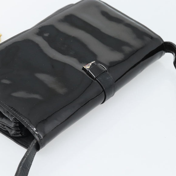 CELINE Shoulder Bag Patent leather Black Auth bs11429