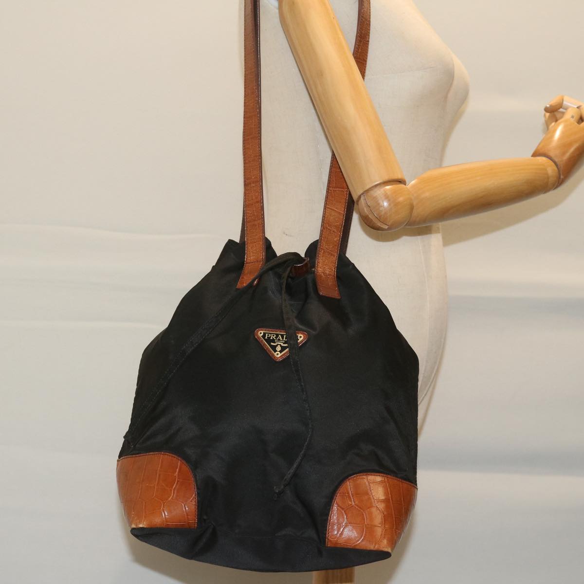 PRADA Tote Bag Nylon Black Auth bs11431