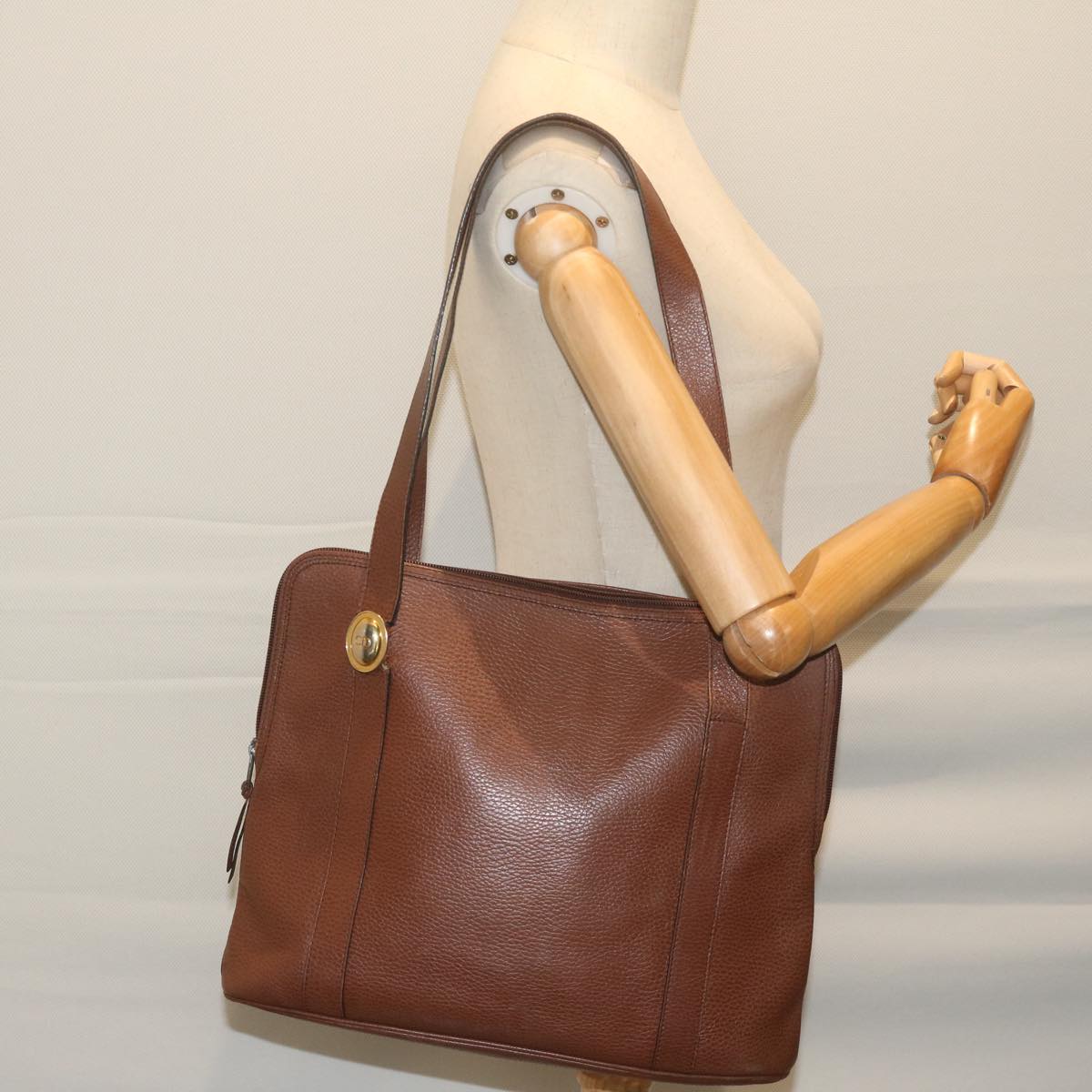 Christian Dior Shoulder Bag Leather Brown Auth bs11454