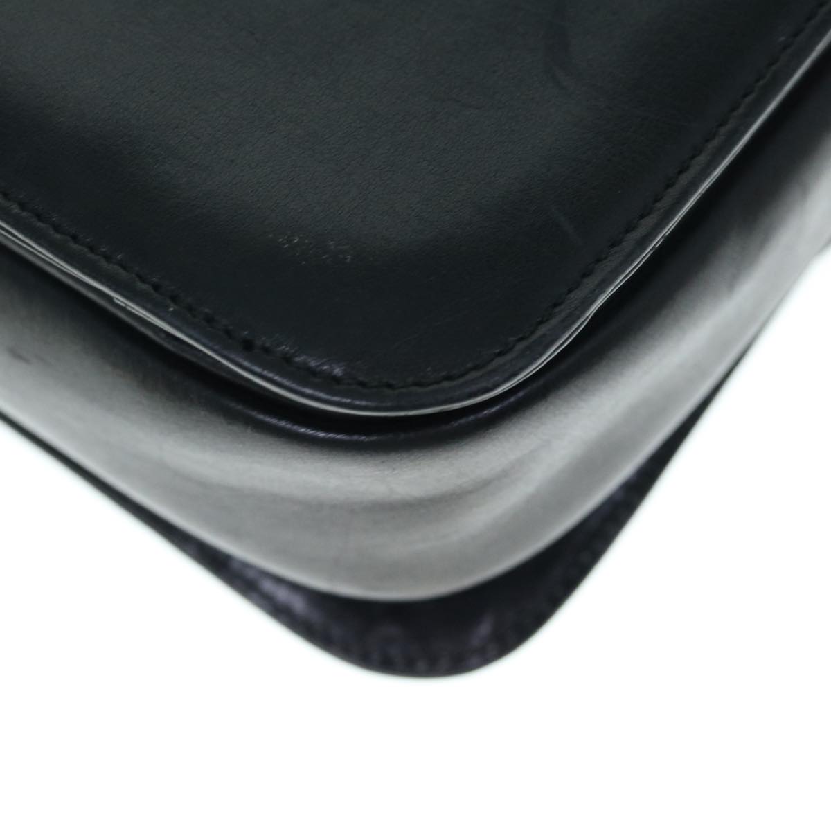 CELINE Shoulder Bag Leather Black Auth bs11462