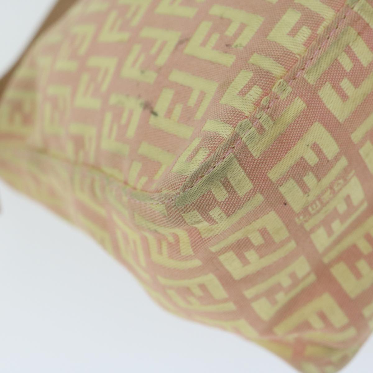 FENDI Zucchino Canvas Shoulder Bag Gold Tone Auth bs11478