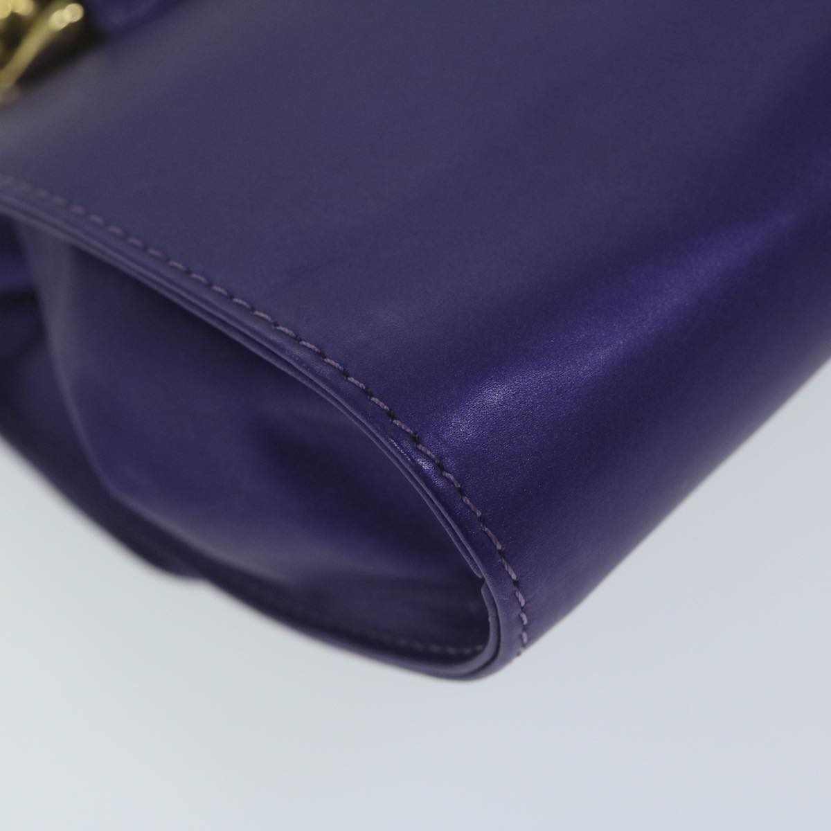 LOEWE Chain Shoulder Bag Leather Purple Auth bs11521