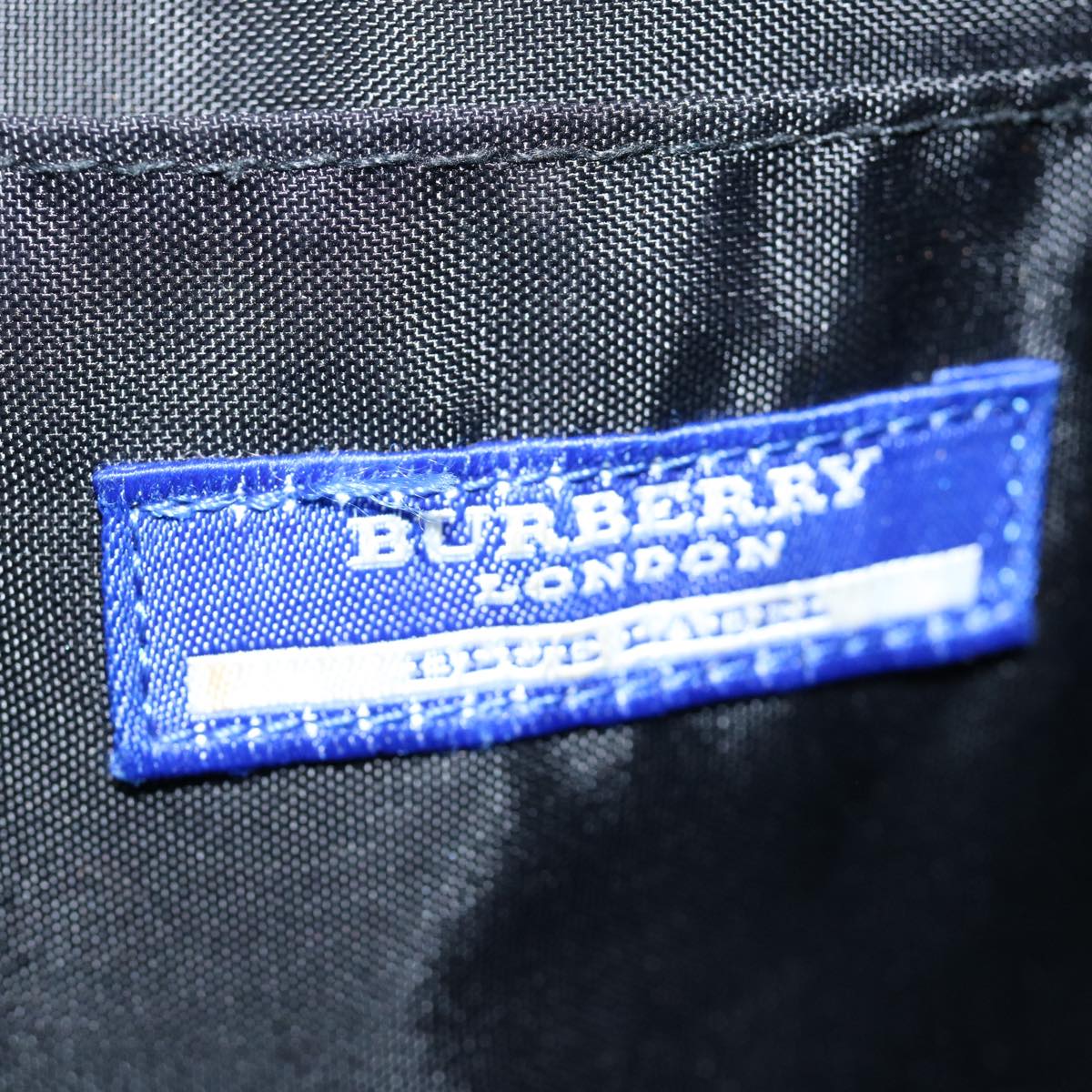 BURBERRY Nova Check Blue Label Shoulder Bag Nylon Black Beige Auth bs11547