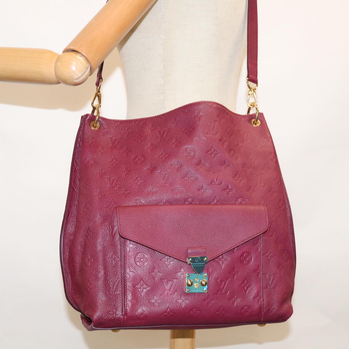 LOUIS VUITTON Monogram Empreinte Metis Shoulder Bag Wine Red M40813 Auth bs11591