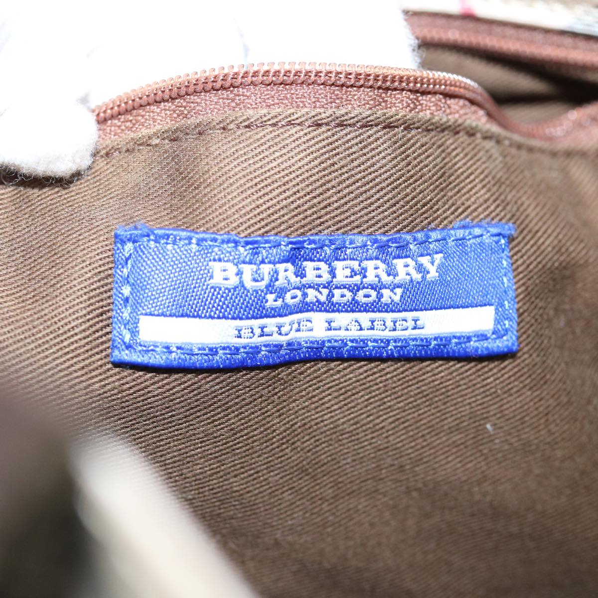 BURBERRY Nova Check Blue Label Hand Bag Canvas Beige Auth bs11598