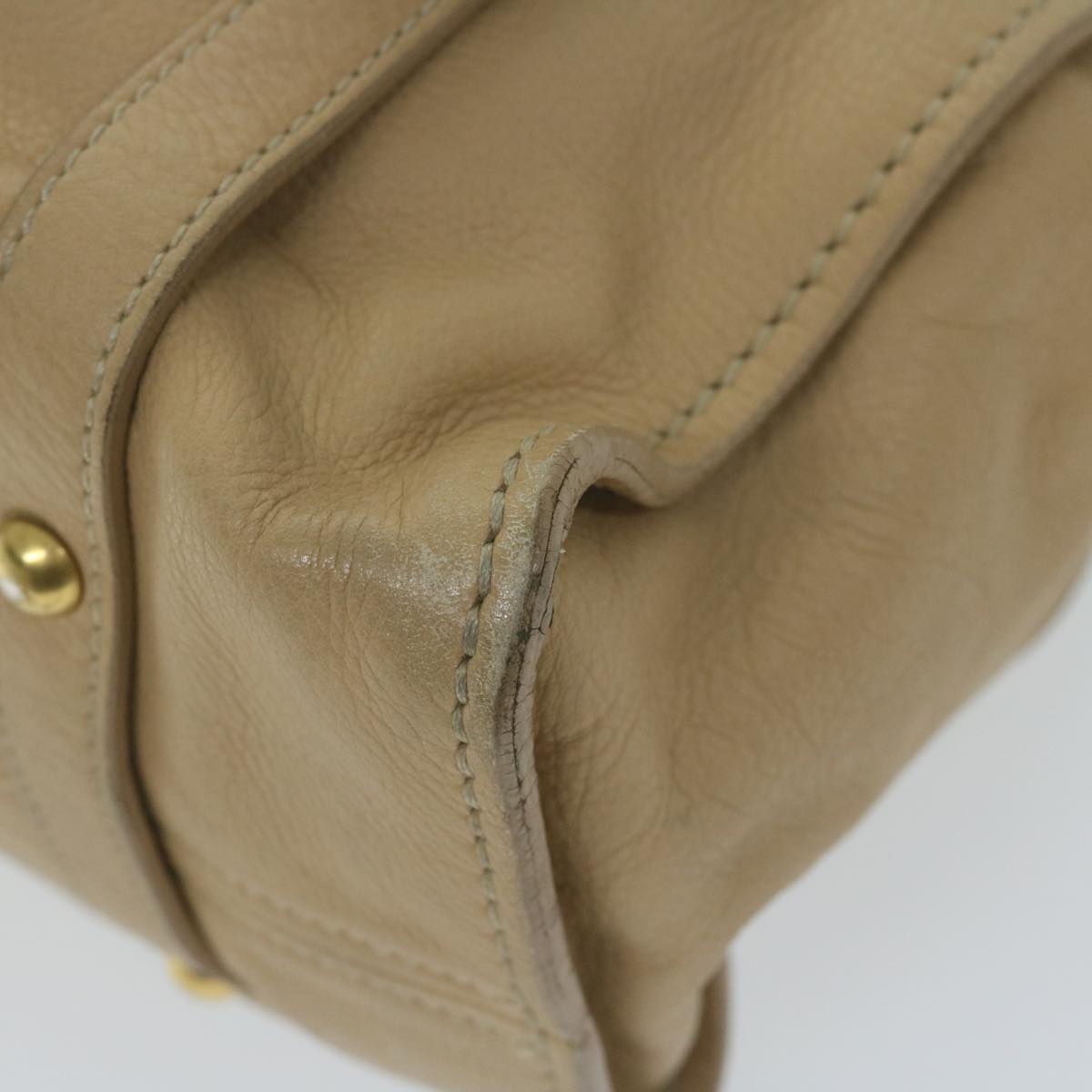 Miu Miu Shoulder Bag Leather Beige Auth bs11605