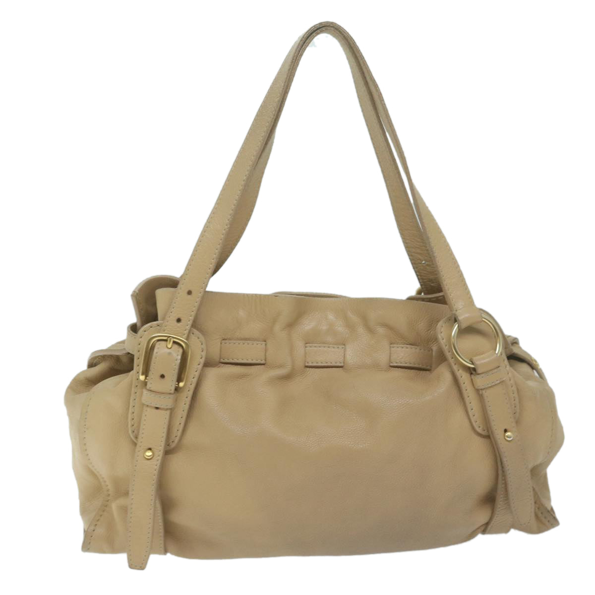 Miu Miu Shoulder Bag Leather Beige Auth bs11605 - 0