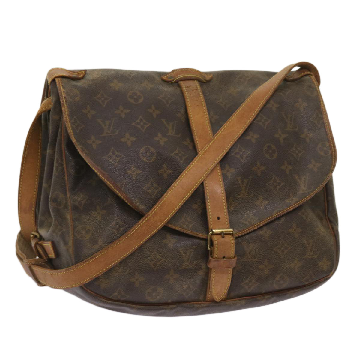 LOUIS VUITTON Monogram Saumur 35 Shoulder Bag M42254 LV Auth bs11608