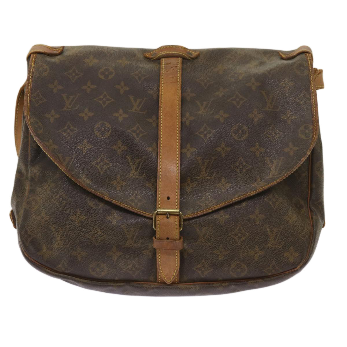 LOUIS VUITTON Monogram Saumur 35 Shoulder Bag M42254 LV Auth bs11608