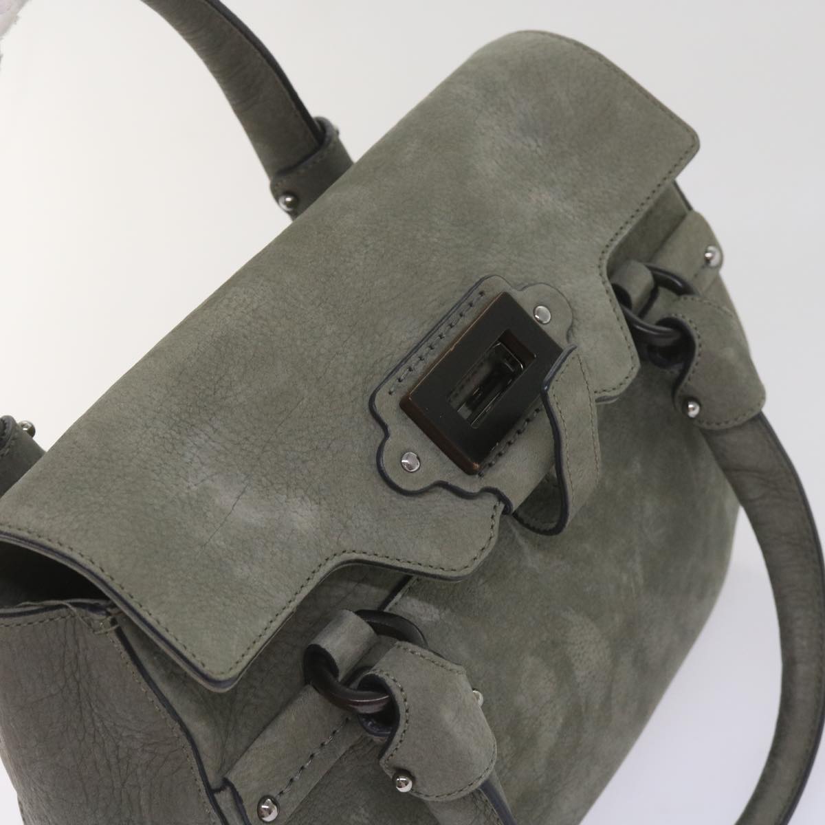 Salvatore Ferragamo Shoulder Hand Bag Leather 2Set Gray Beige Auth bs11616