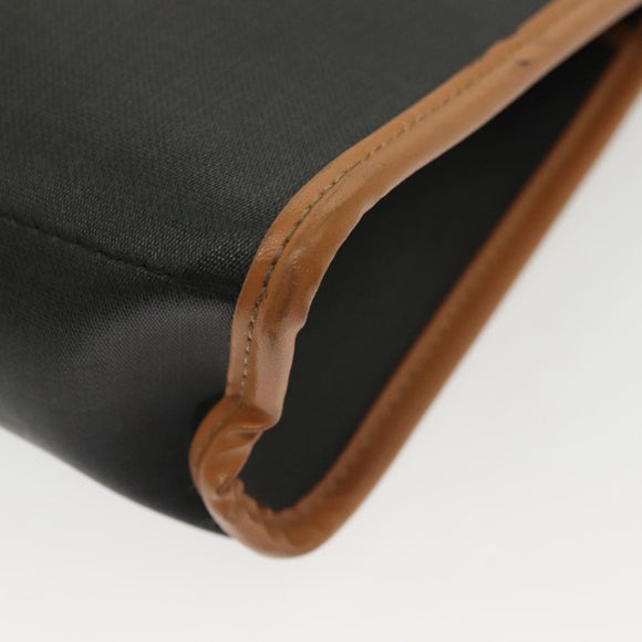 Christian Dior Clutch Bag PVC Canvas Black Auth bs11617