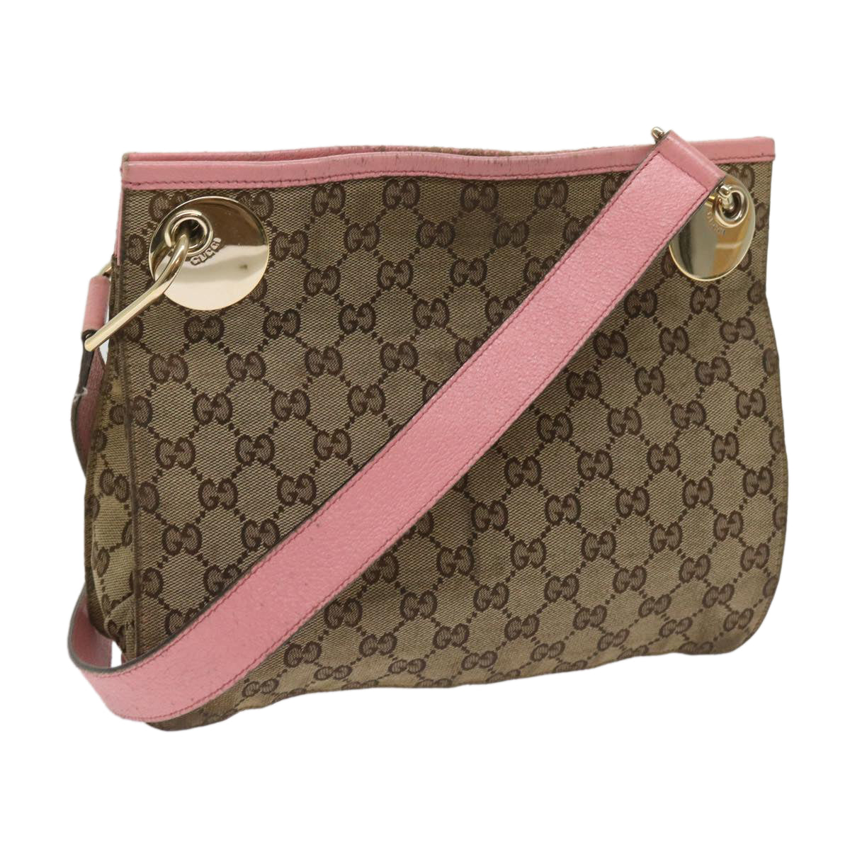 GUCCI GG Canvas Shoulder Bag Beige Auth bs11628