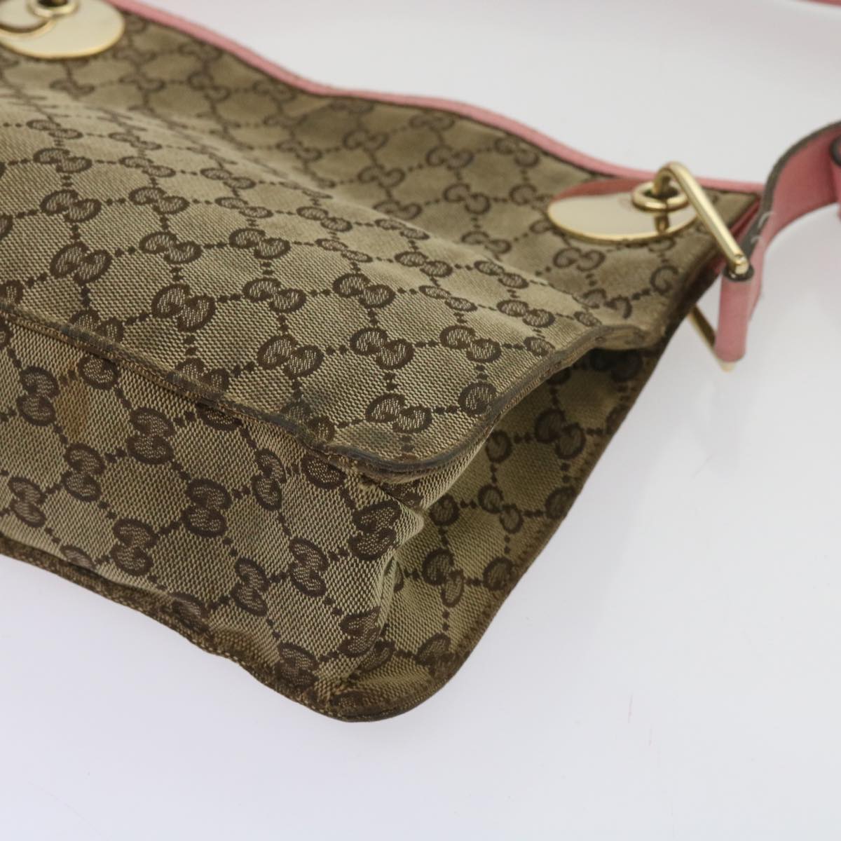 GUCCI GG Canvas Shoulder Bag Beige Auth bs11628