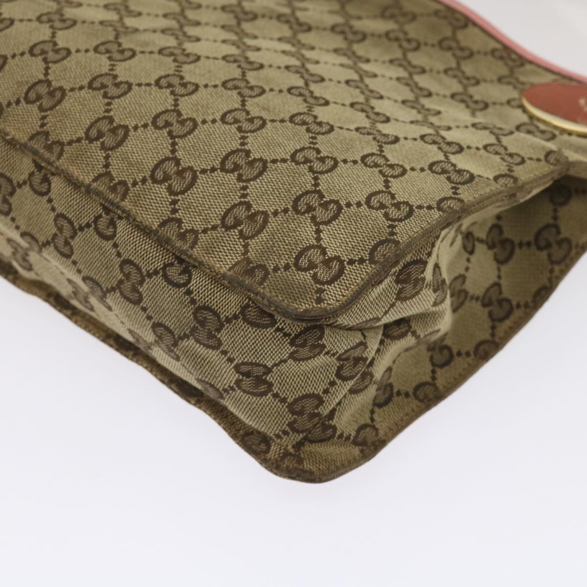 GUCCI GG Canvas Shoulder Bag Beige Auth bs11628