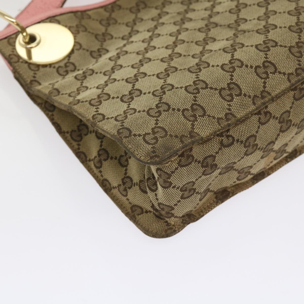 GUCCI GG Canvas Shoulder Bag Beige Auth bs11628