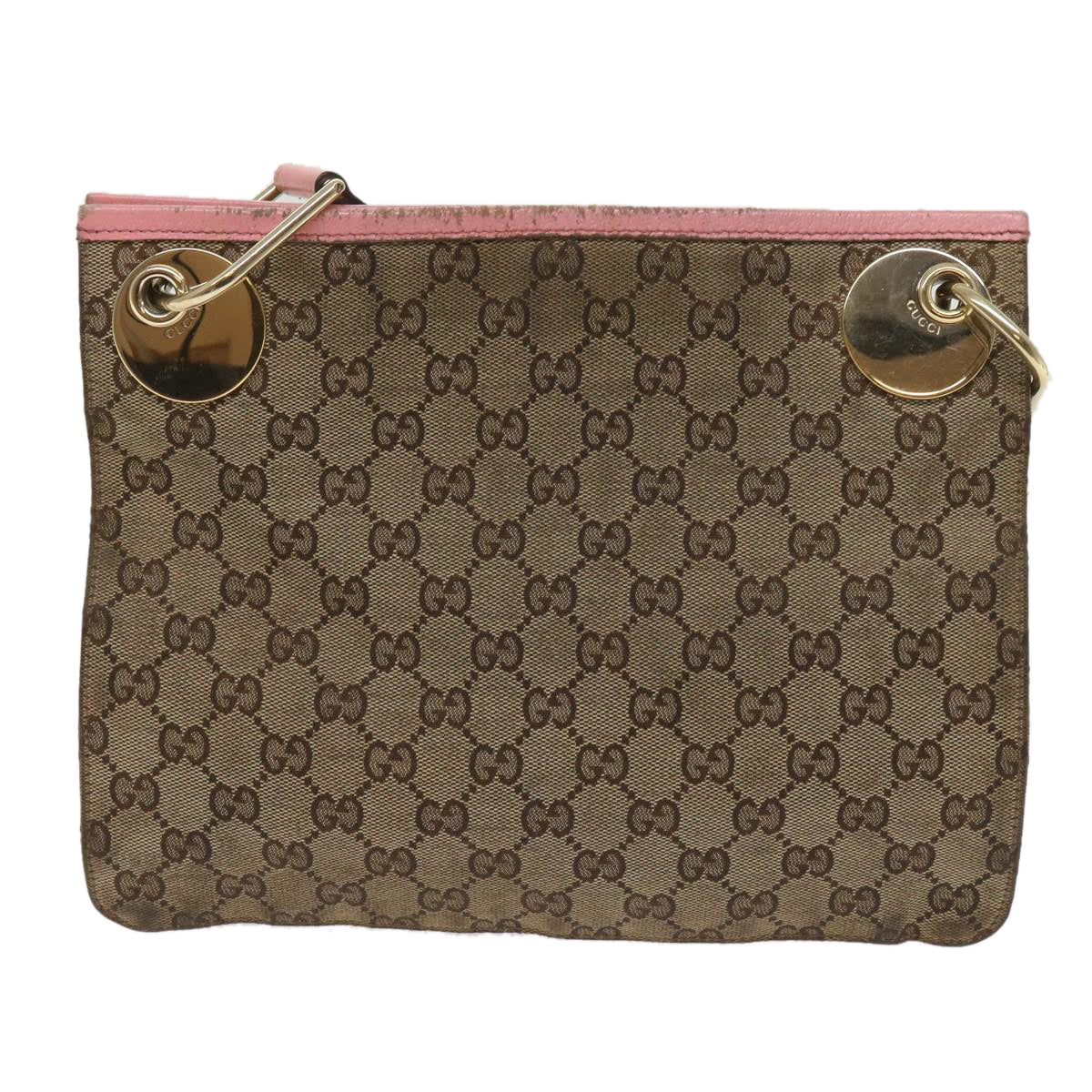 GUCCI GG Canvas Shoulder Bag Beige Auth bs11628