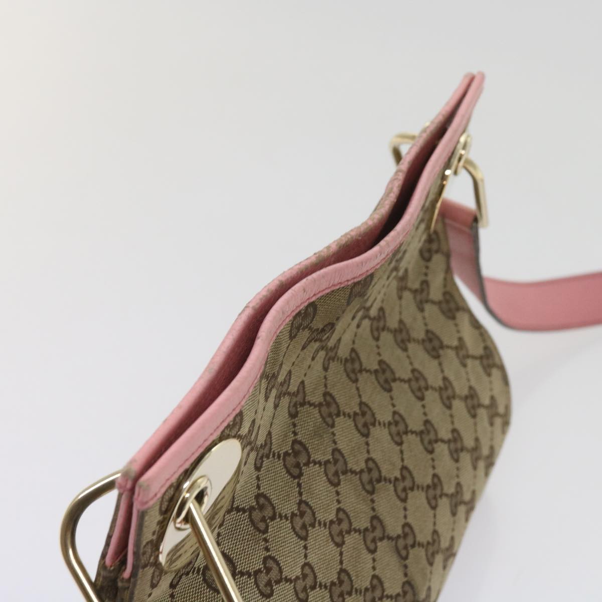 GUCCI GG Canvas Shoulder Bag Beige Auth bs11628