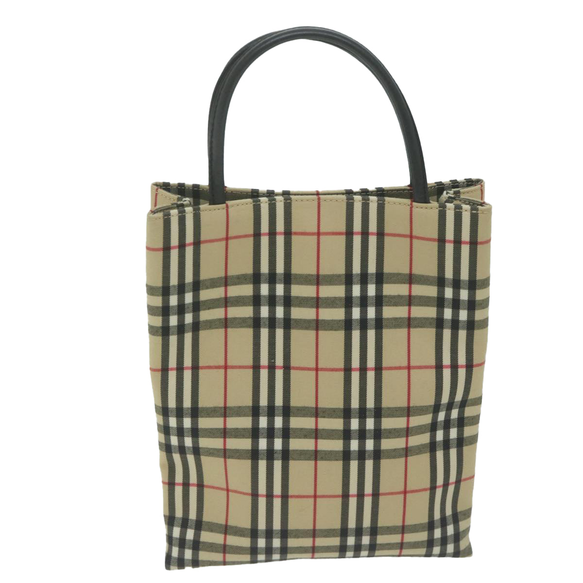 BURBERRY Nova Check Hand Bag Canvas Beige Auth bs11629