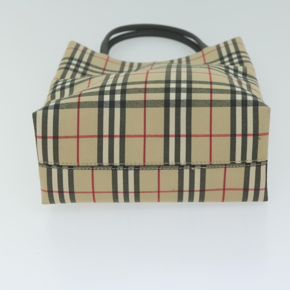 BURBERRY Nova Check Hand Bag Canvas Beige Auth bs11629