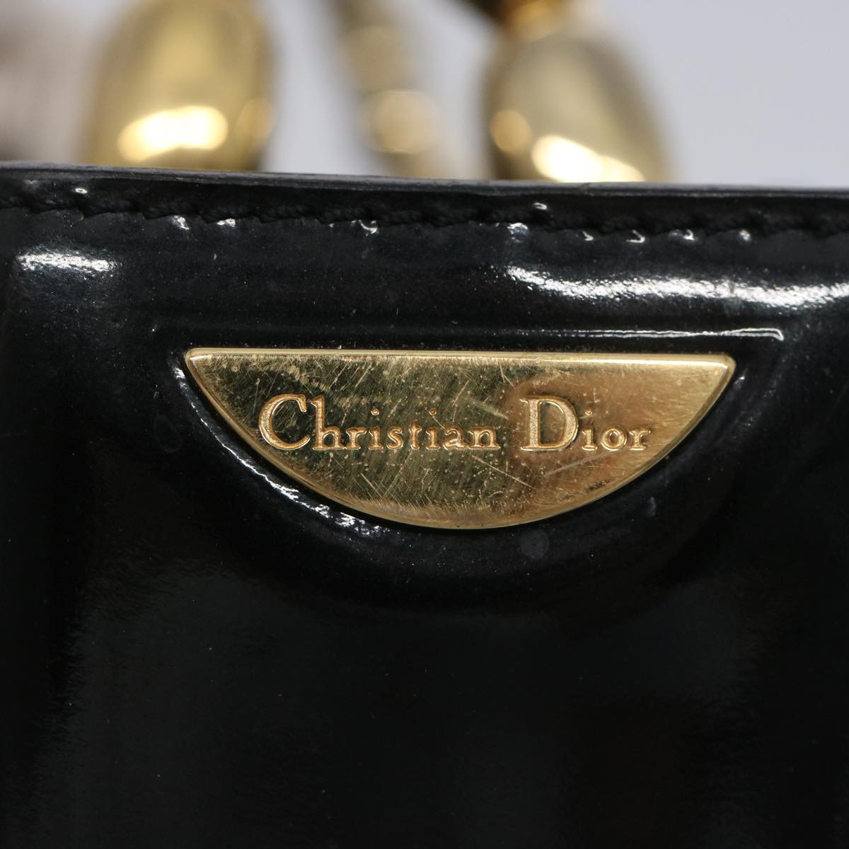 Christian Dior Shoulder Bag Patent leather Black Auth bs11632