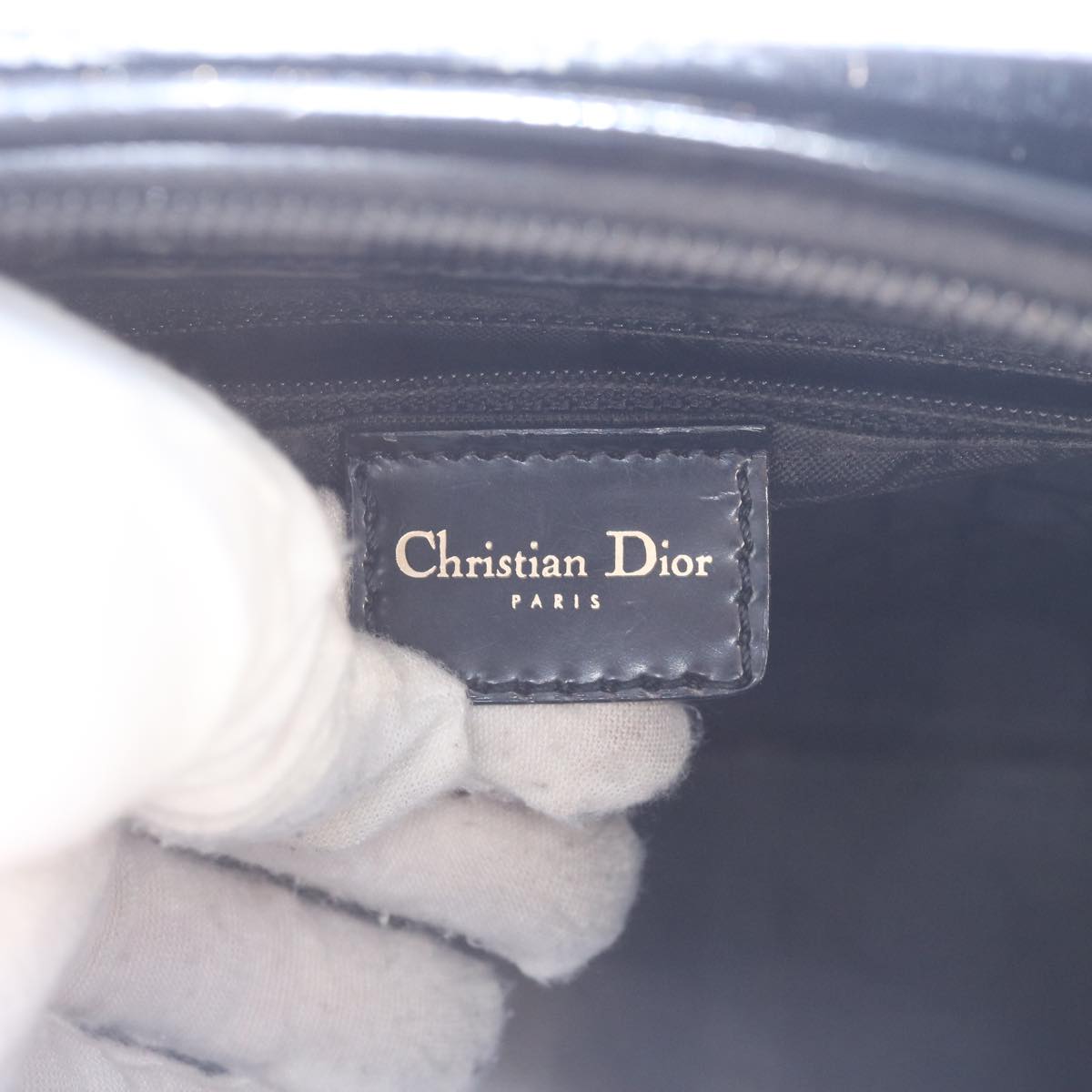 Christian Dior Shoulder Bag Patent leather Black Auth bs11632