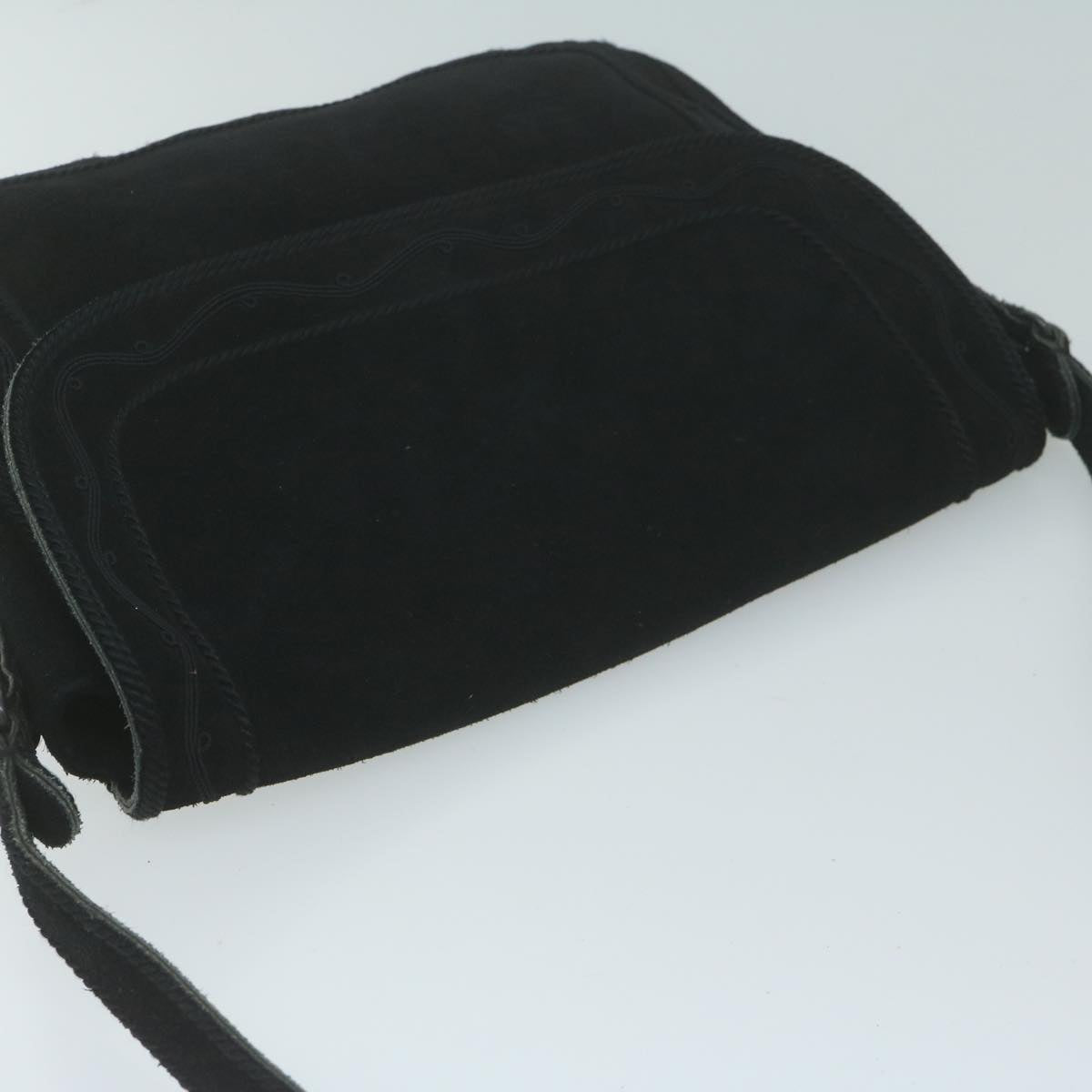 SAINT LAURENT Shoulder Bag Suede Black Auth bs11638