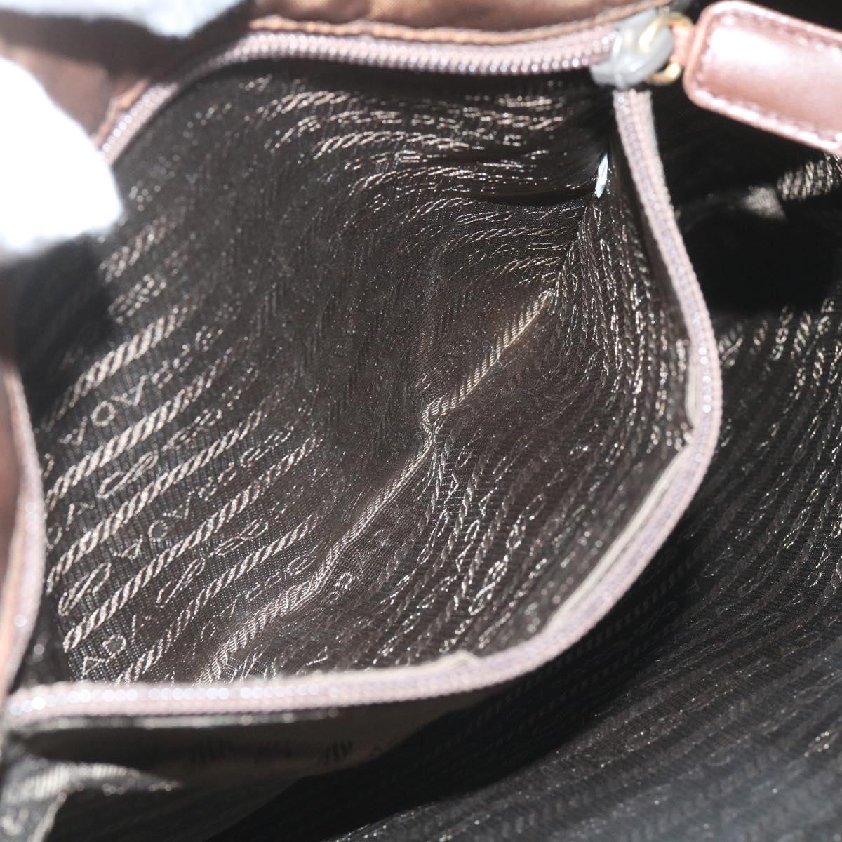 PRADA Chain Shoulder Bag Nylon Brown Auth bs11648