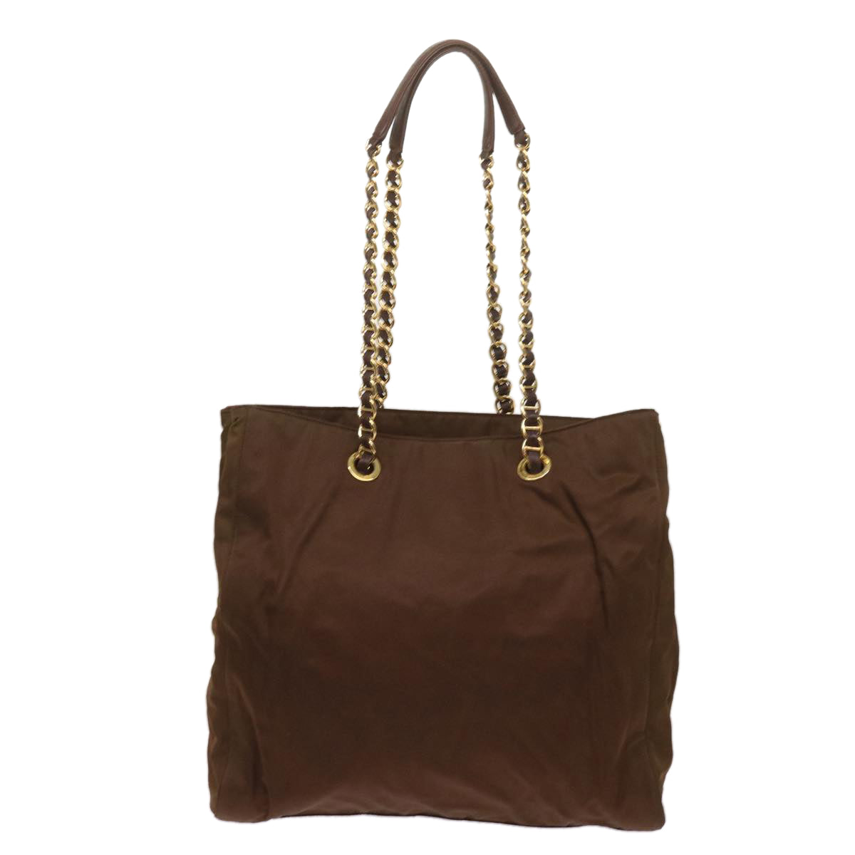 PRADA Chain Shoulder Bag Nylon Brown Auth bs11648 - 0