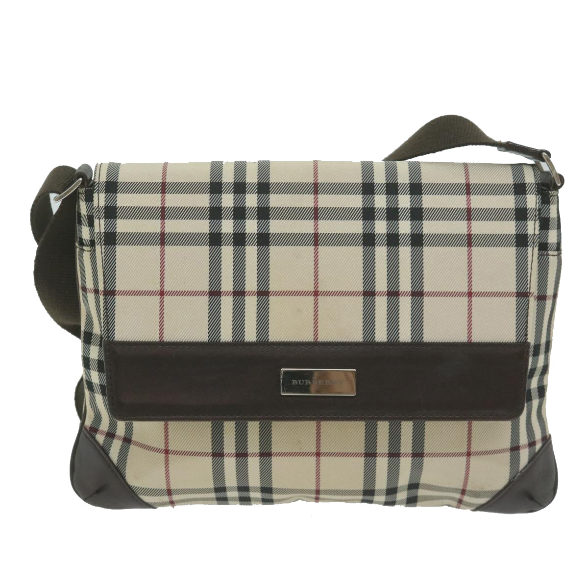 BURBERRY Nova Check Shoulder Bag Canvas Beige Brown Auth bs11654