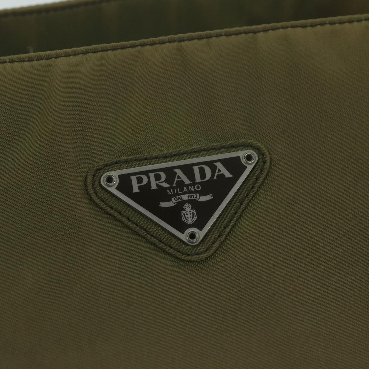 PRADA Hand Bag Nylon Khaki Auth bs11655