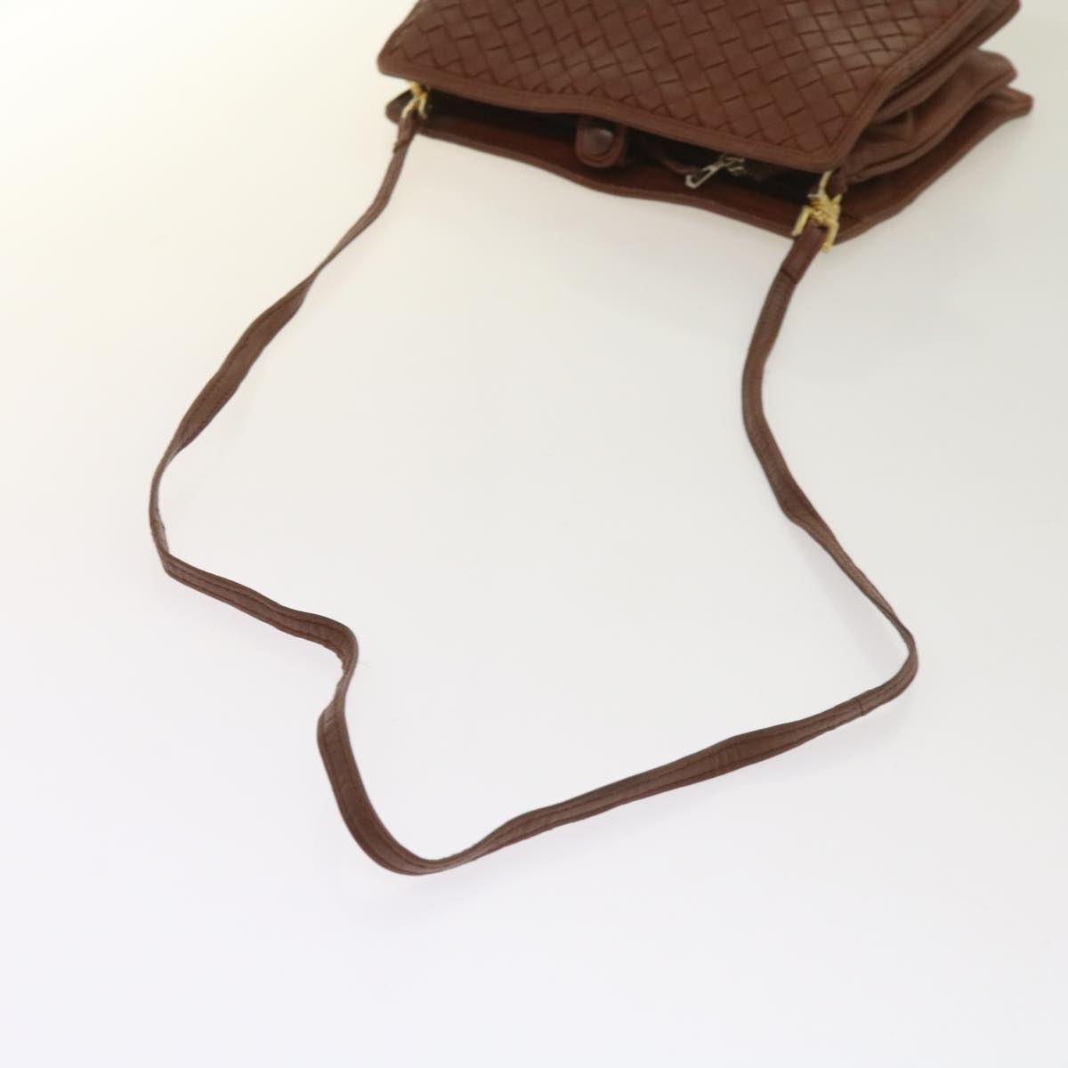 BOTTEGAVENETA INTRECCIATO Shoulder Bag Leather Brown Auth bs11657