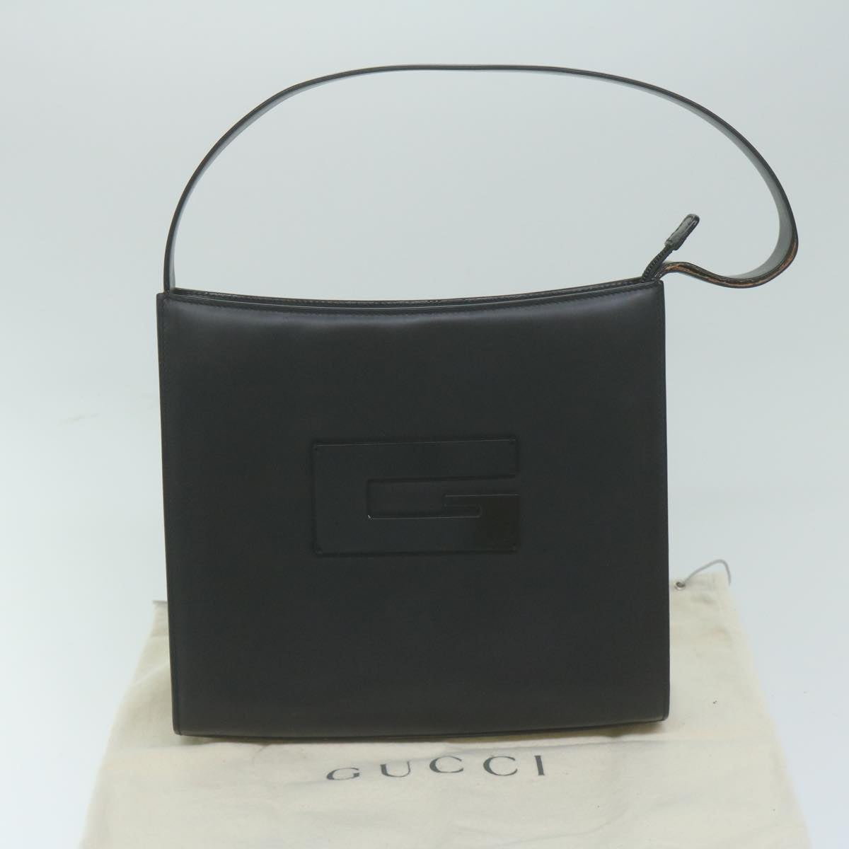 GUCCI Shoulder Bag Leather Black Auth bs11666