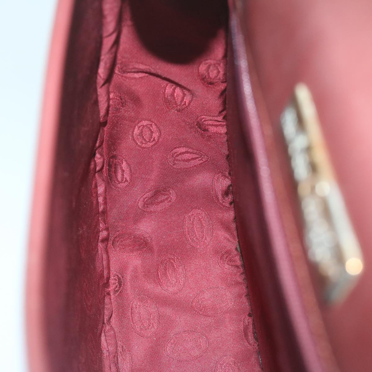 CARTIER Shoulder Bag Leather Red Auth bs11667