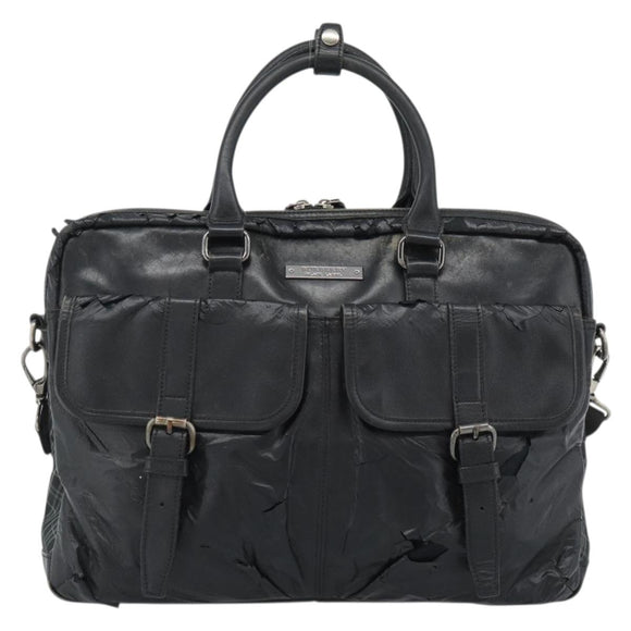 Burberrys Shoulder Bag Leather Black Auth bs11672