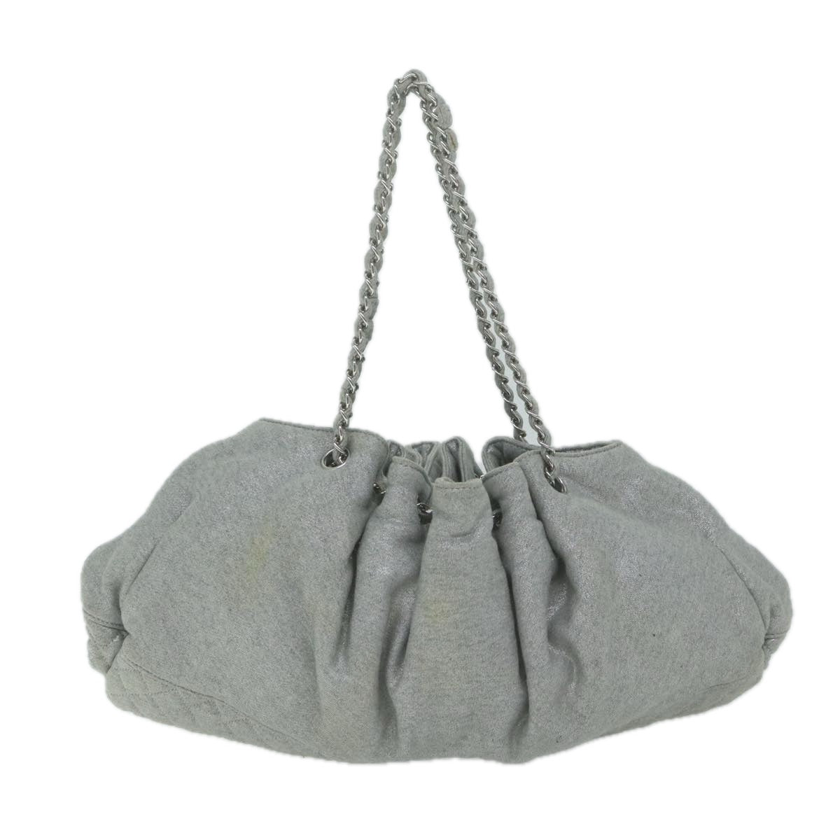 CHANEL Chain Shoulder Bag Canvas Gray CC Auth bs11680 - 0