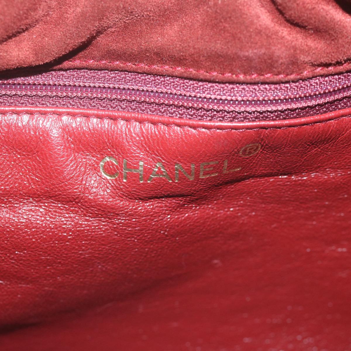 CHANEL Shoulder Bag Suede Red CC Auth bs11683